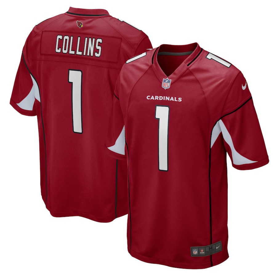 Custom Mens Arizona Cardinals 1 Zaven Collins Nike Cardinal 2021 NFL Draft First Round Pick No. 16 Game Jersey